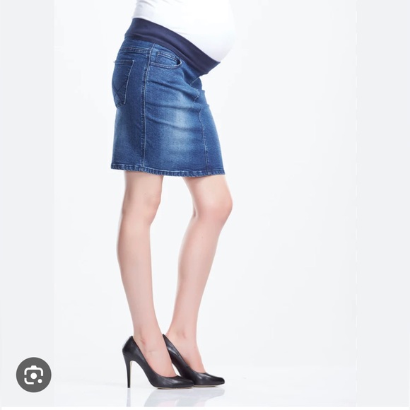 📌🍀$10 3/$25 7 For All Mankind denim jean skirt Pea in the Pod Maternity M/30 - Picture 1 of 10